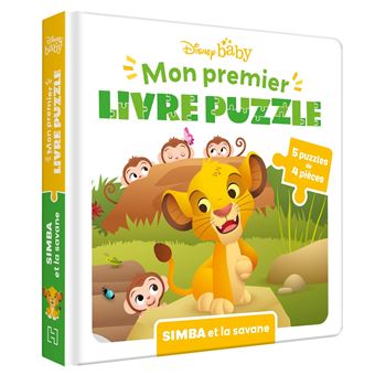 DISNEY BABY - Mon Premier Livre Puzzle - 5 puzzles 4 pièces - Simba et la savane