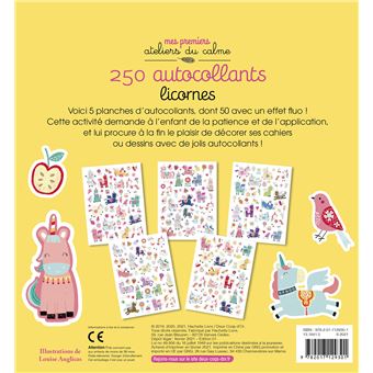250 autocollants - licornes