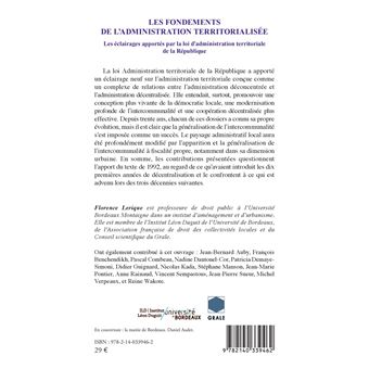 Les fondements de l'administration territorialisée