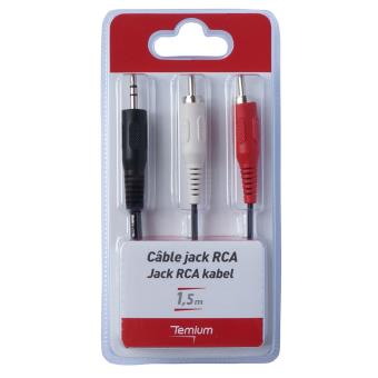 Câble Temium Jack 3.5 mm vers 2 RCA 1.5 m - Connectique Audio