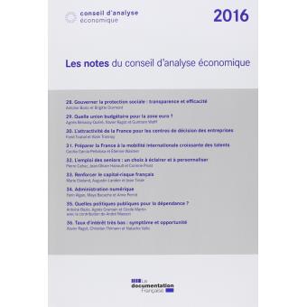 Notes du conseil d'analyse economique 2016 (Les)