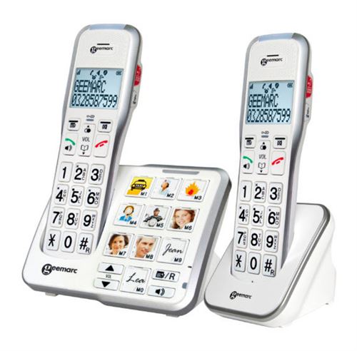Téléphone sans fil Geemarc AmpliDECT 595 Duoset - Avec répondeur et mémoire photo