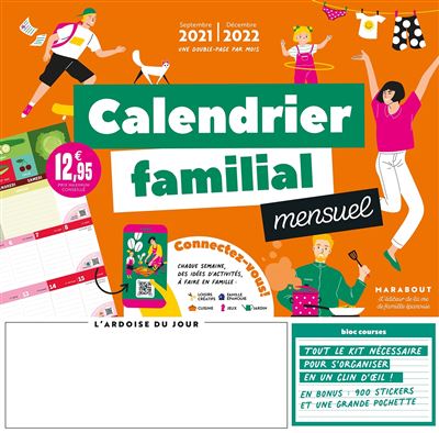 Calendrier 2022 mural calendrier mensuel familial organiseur 12