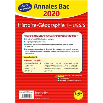 Annales Bac 2020 Histoire-Géo Term L/ES/S