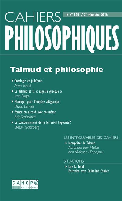 Cahiers philosophiques,145:talmud et philosophie