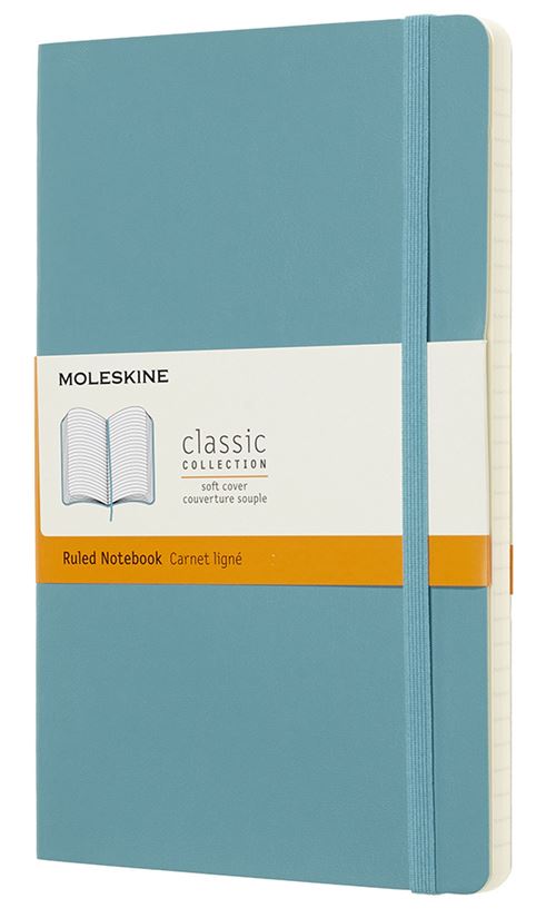 Carnet ligné Moleskine Grand format souple Bleu lagon