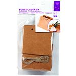 6 Boites Cadeaux Aumoniere Kraft 70x70 Mm