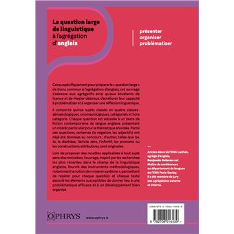 La question large de linguistique à l’agrégation d’anglais