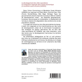 Le développement des villes secondaires et l'intégration régionale dans l'Union économique et monétaire ouest-africaine (UEMOA)