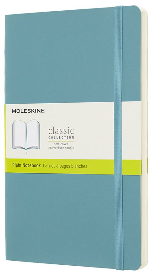 Carnet à pages blanches Moleskine Grand format souple Bleu lagon