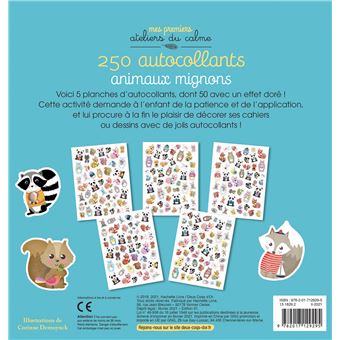 250 autocollants - animaux mignons