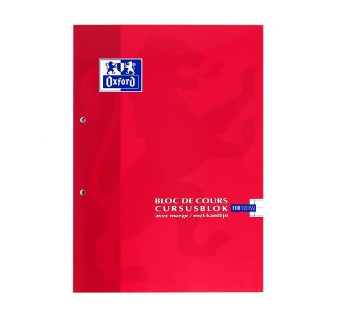 Aurora cursusblok A4 70g geruit 5x5, met marge, 100 vel