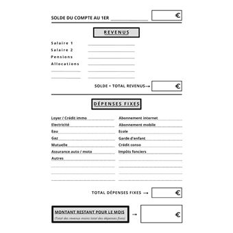 Carnet de compte à remplir