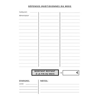 Carnet de compte à remplir