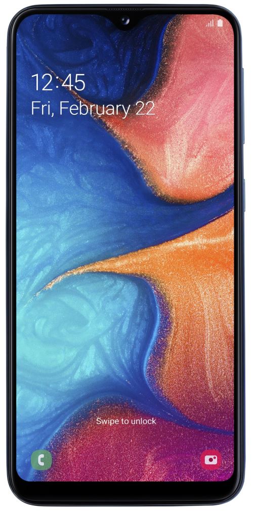 Samsung Galaxy A20e - 4G smartphone - double SIM - RAM 3 Go / Mémoire interne 32 Go - microSD slot - Écran LCD - 5.8 - 1560 x 720 pixels - 2x caméras arrière 13 MP, 5 MP - front camera 8 MP - bleu