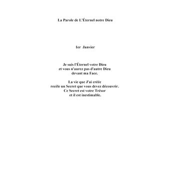 LA PAROLE de L'ETERNEL notre DIEU