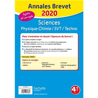 Annales Brevet 2020 Sciences