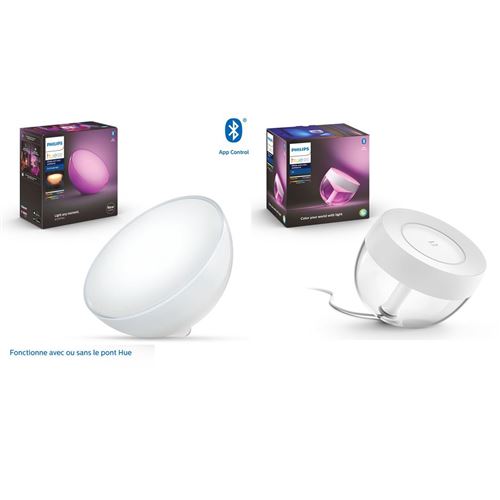 Pack Lampe nomade connectée Philips Hue Go Led + Lampe connectée Philips Hue Iris Blanc