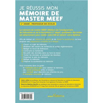 Je Reussis Mon Memoire De Master Meef Mention 1er Degre Professeur Des Ecoles Broche Alain Jaillet Beatrice Mabilon Bonfils Achat Livre Ou Ebook Fnac