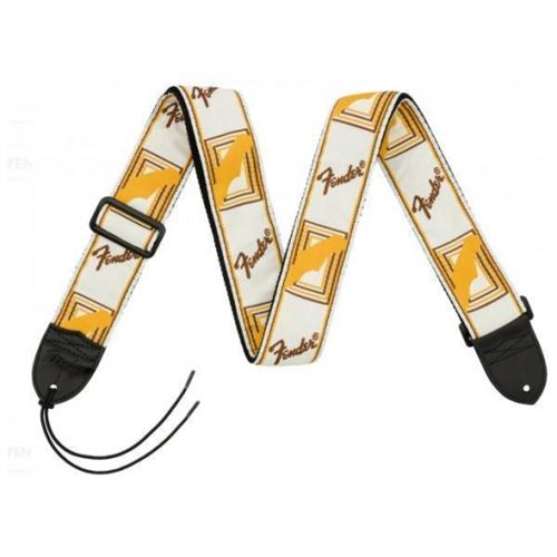 Non Communiqué Fender Fender 2'' Monogrammed Strap, White/Brown/Yellow Sangles Et Courroies