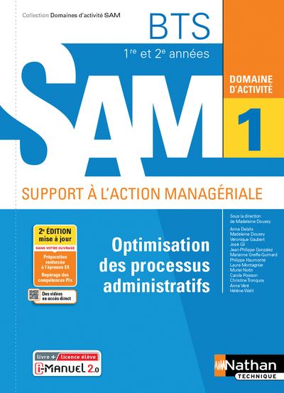 Optimisation des processus administratifs BTS SAM 1e/2e années (DOM ACT SAM) Livre + licence élève - Carole Poisson - Livre CD-ROM
