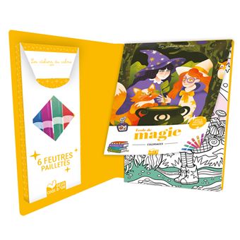 Coloriages École de magie - pochette 6 feutres pailletés