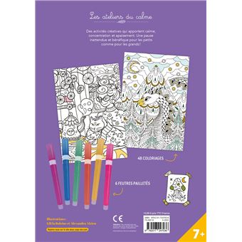 Coloriages École de magie - pochette 6 feutres pailletés