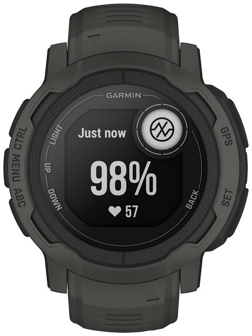 Garmin Instinct 2 - 45 mm - graphite - montre de sport avec bande - silicone - taille du poignet : 135-230 mm - monochrome - 32 Mo - Bluetooth, ANT+ - 52 g État correct - Garmin reconditionné disponible sur Fnac