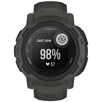 Garmin Instinct 2 - 45 mm - graphite - montre de sport avec bande - silicone - taille du poignet : 135-230 mm - monochrome - 32 Mo - Bluetooth, ANT+ - 52 g - 1