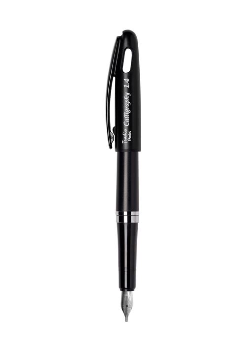 Stylo-feutre pentel tradio plume dessin écriture pointe polyacétate souple  encre liquide noire rechargeable