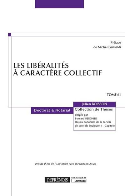 Les liberalites a caractere collectif