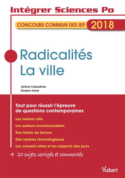 Radicalités la ville INT SC PO questions comtemp IEP 2018