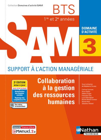 Collaboration à la gestion des RH - BTS SAM 1e/2e années (DOM ACT SAM) Livre + licence élève 2021 - Corinne Carmona - Livre CD-ROM