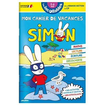 Cahier de vacances Simon - De la GS au CP - 5-6 ans