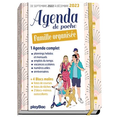 Agenda de poche 2023 de la famille organisée - rose (de sept. 2022 à déc. 2023) -  Collectif - broché