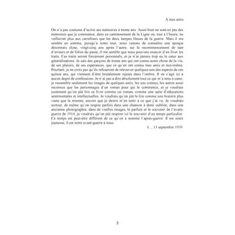 Notre Avant-Guerre, Mémoires
