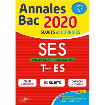 Annales Bac 2020 SES Term ES
