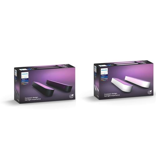 1 pack de 2 lampes connectées Hue Play noires & 1 pack de 2 lampes connectées Hue Play blanc