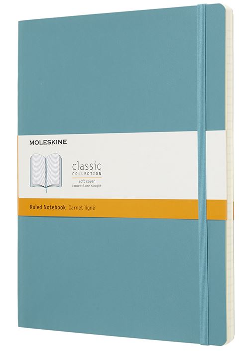 Carnet ligné Moleskine Très grand format souple Bleu lagon
