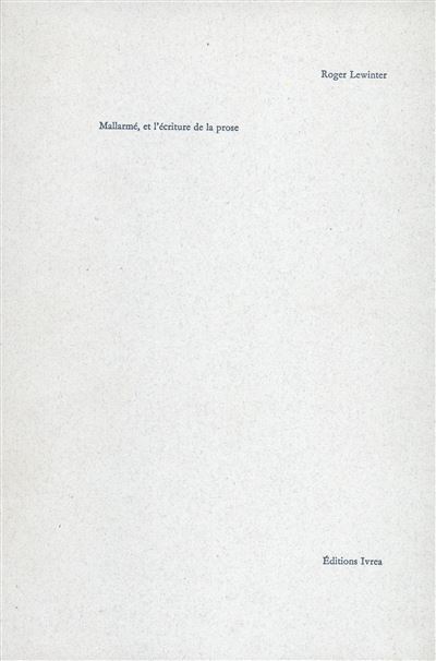 Mallarmé et l'écriture de la prose