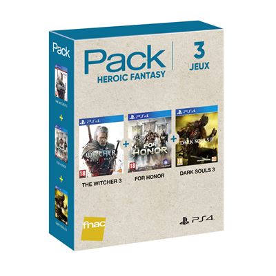 Pack Fnac 3 jeux Heroic Fantasy 2018 PS4 The Witcher 3 + For Honor + Dark Souls 3