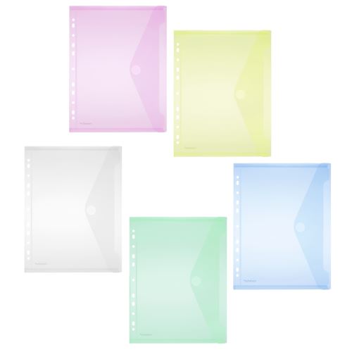 Enveloppes A4 Velcro Transp. + Perf Latérale 2X5 Coul Ass