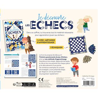 Je découvre les échecs - coffret avec plateau de jeu et méthode d'apprentissage
