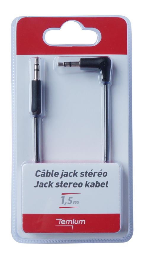 Câble Temium Jack Stéréo vers Jack Stéréo 1.5 m Noir