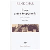 Eloge D Une Soupconnee Broche Rene Char Achat Livre Ou Ebook Fnac