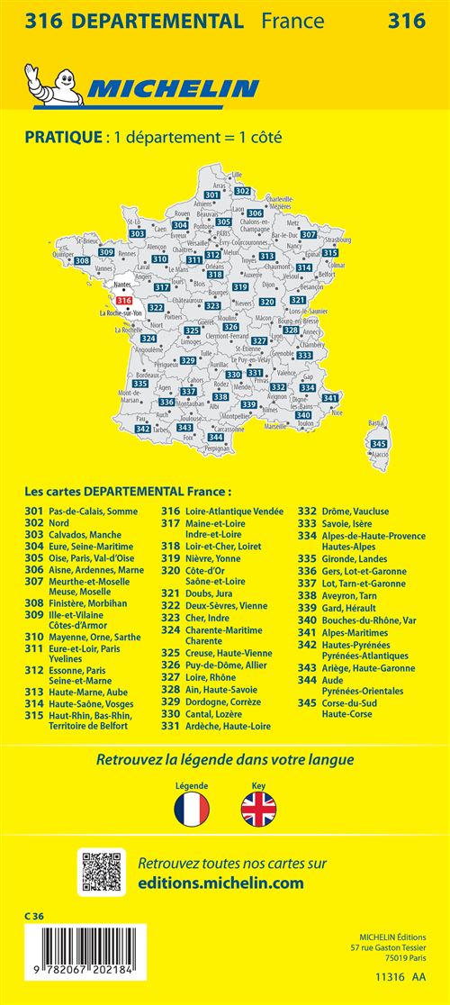 Carte Departemental Michelin Loire Atlantique Vendee Echelle 1 150 000 Broche Collectif Michelin Achat Livre Fnac