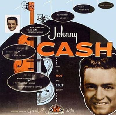 Johnny Cash with his hot and blue guitar!