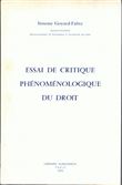 Essai de critique phénoménologique du droit