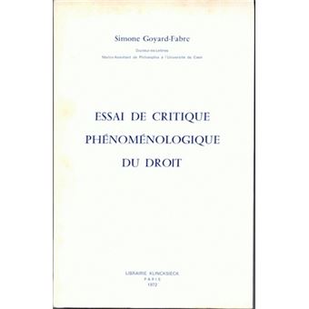 Essai de critique phénoménologique du droit