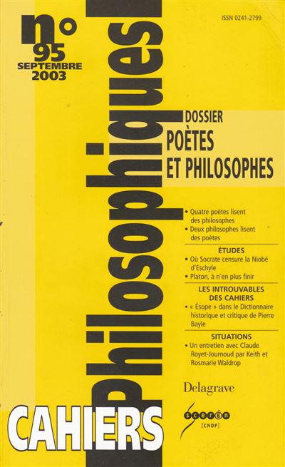 Cahiers philosophiques,95:poetes et philosophes